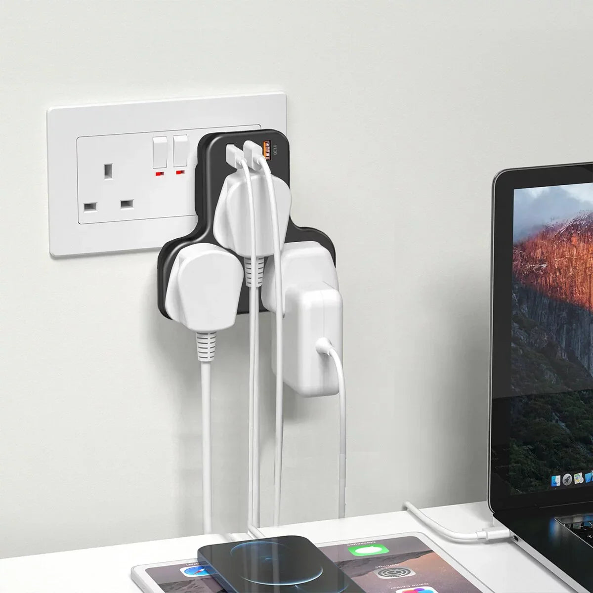 XPower 20W 3 Outlet T-Shaped Extension Socket - Black XPower 20W 3 Outlet T-Shaped Extension Socket - Black